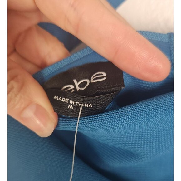 Bebe Women's Sz. M Bandage Ruffle Midi Dress In Crystal Teal NWT - Picture 3 of 6